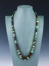27" Navajo Single Strand Chrysoprase and Turquoise Necklace