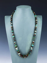 27" Navajo Single Strand Chrysoprase and Turquoise Necklace