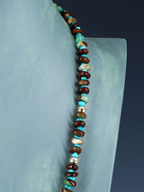 27" Navajo Single Strand Chrysoprase and Turquoise Necklace