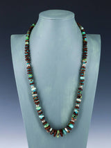 27" Navajo Single Strand Chrysoprase and Turquoise Necklace