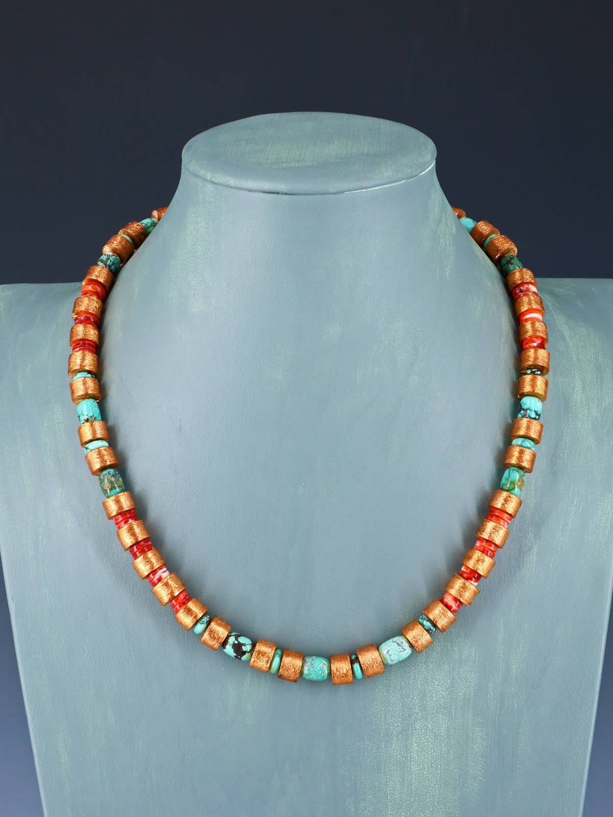 Copper and Multistone Beaded Single Strand Necklace