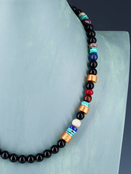Copper and Multistone Beaded Single Strand Necklace