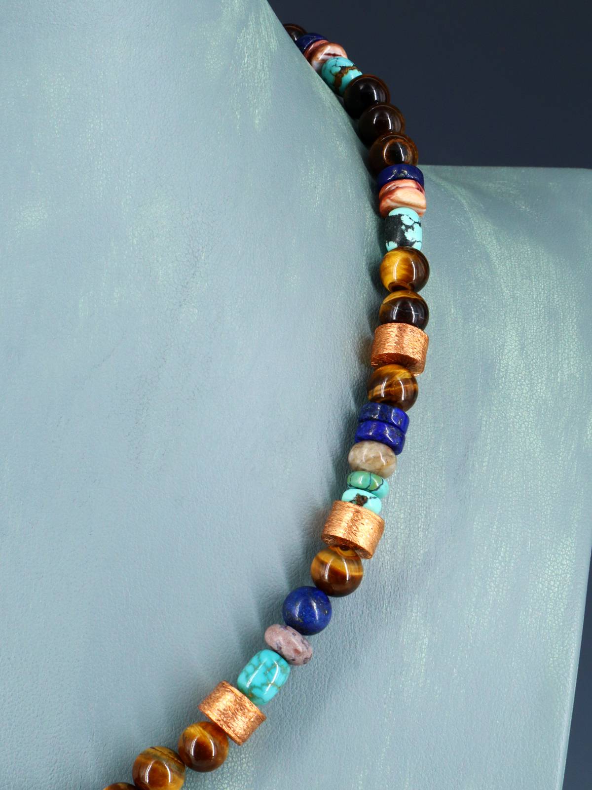 Copper and Tiger Eye Beaded Single Strand Necklace