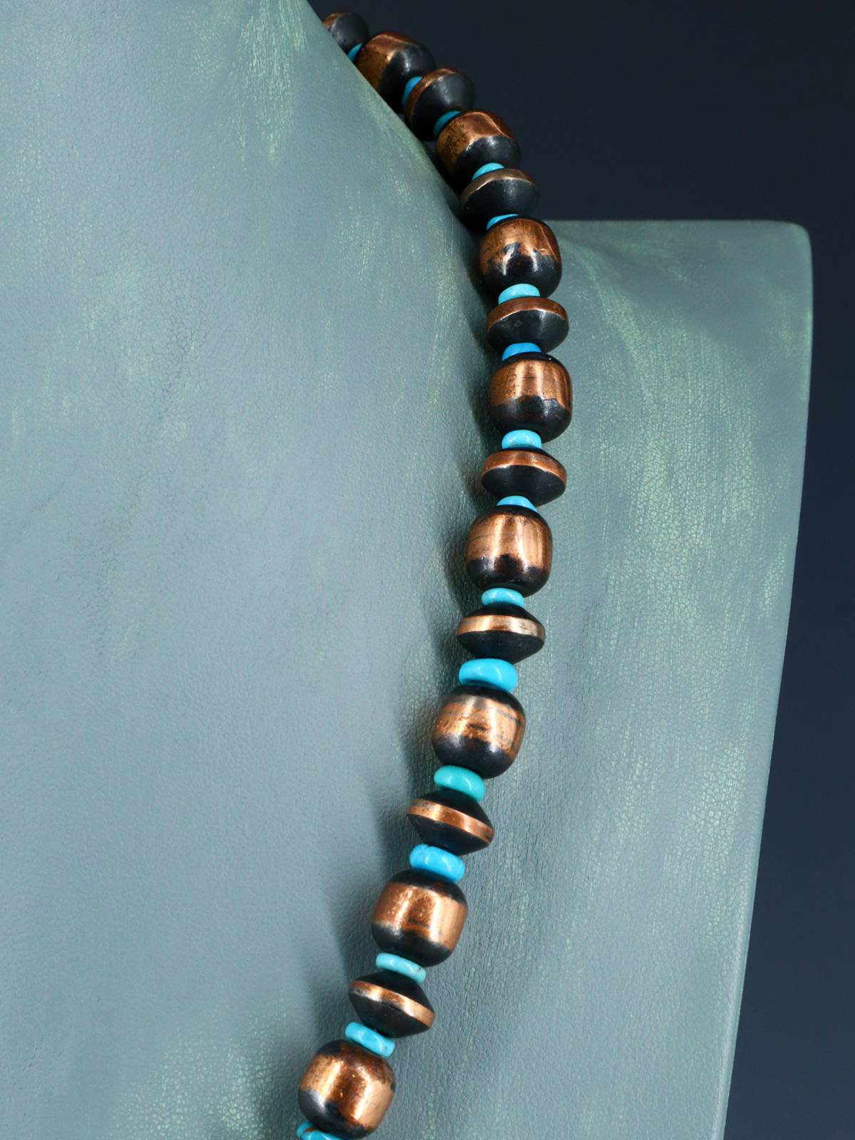 Copper and Turquoise Beaded Single Strand Necklace
