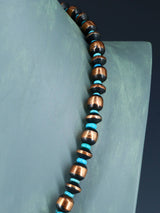 Copper and Turquoise Beaded Single Strand Necklace