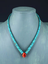 Bijoux amérindiens Collier simple brin turquoise et huître épineuse