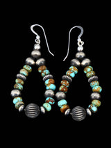 Navajo Damele Variscite Sterling Silver Beaded Necklace and Earring Set