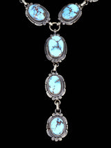 Juego de collar tipo lazo de plata de ley con turquesa de Golden Hill