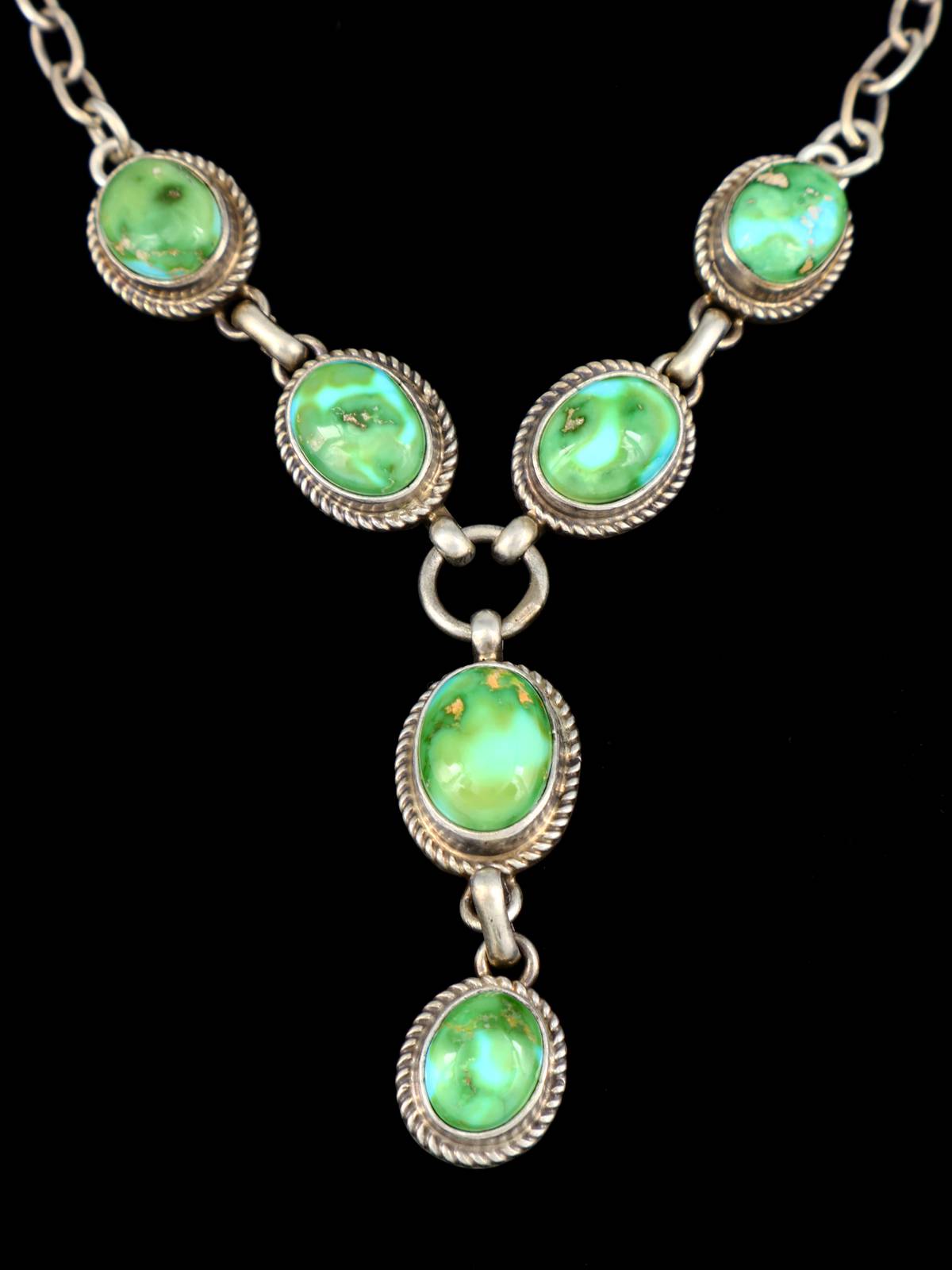 Juego de collar tipo lazo de plata de ley con turquesa de Golden Hill