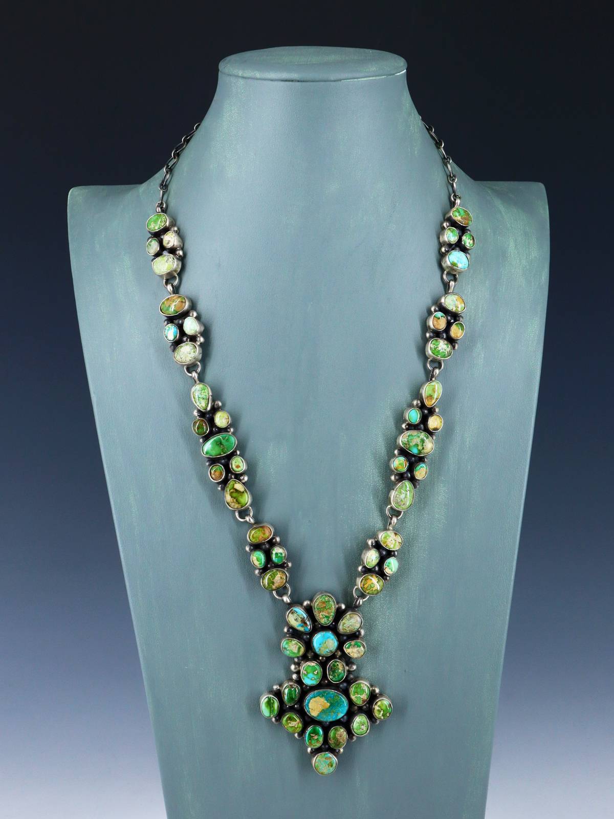 Collier amérindien en argent sterling Sonora Gold Turquoise Lariat