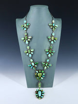 Native American Sterling Silver Sonoran Gold Turquoise Necklace Set