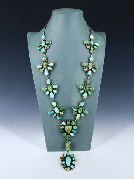 Native American Sterling Silver Sonoran Gold Turquoise Necklace Set