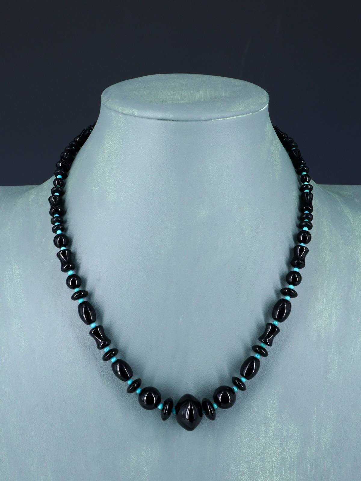Native American Jewelry Black Onyx and Turquoise Necklace