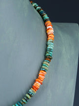 Single Strand Spiny Oyster and Turquoise Beaded Necklace