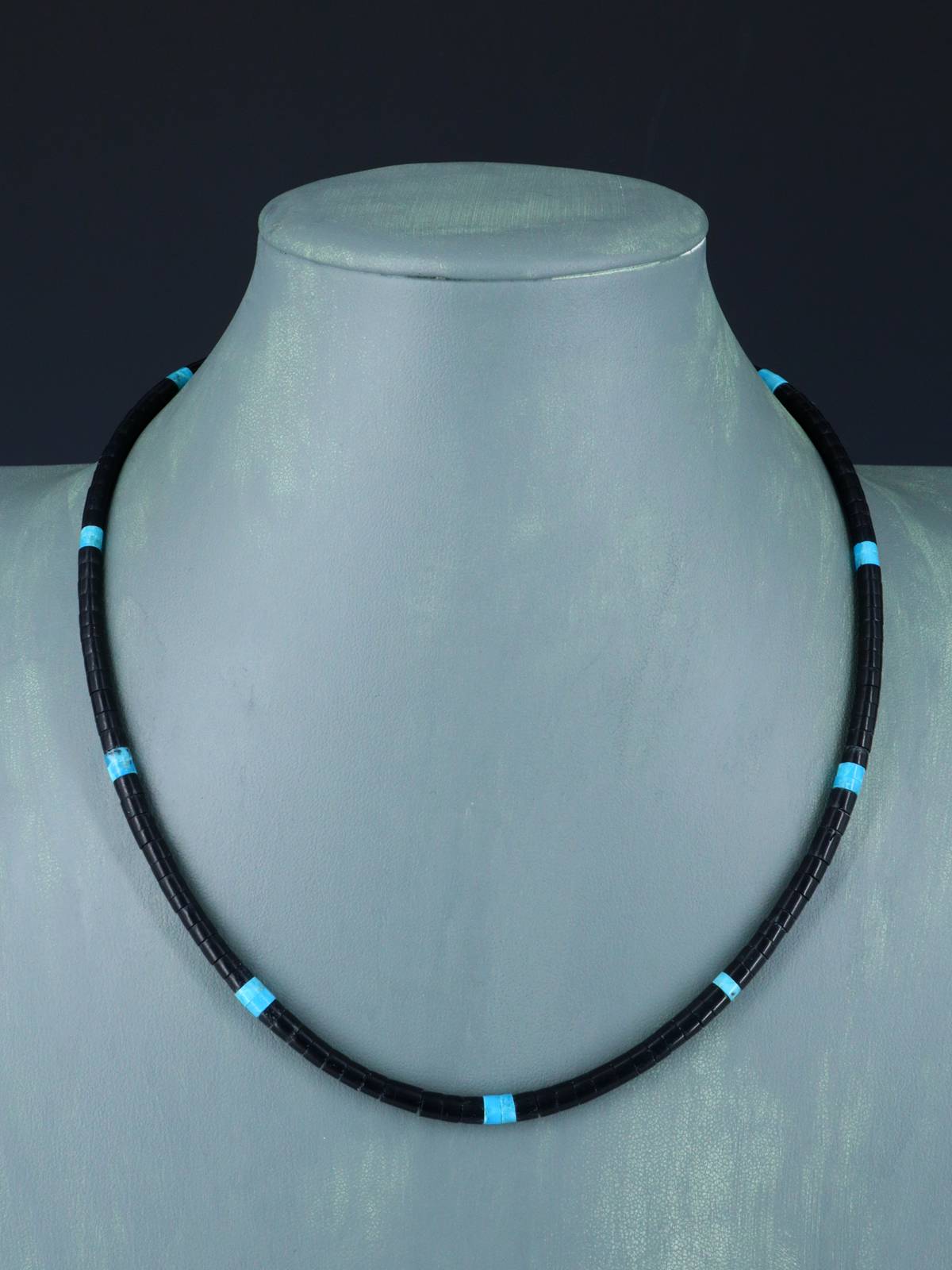 Native American Santo Domingo Black Jet Necklace