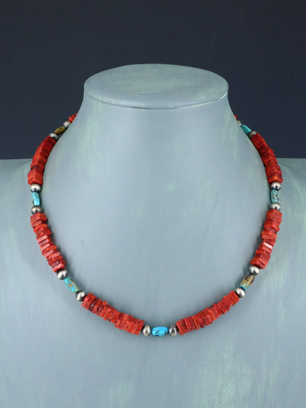 Collier Santo Domingo Single Strand Apple Corail et Turquoise