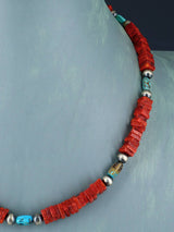 Collier Santo Domingo Single Strand Apple Corail et Turquoise