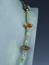 Native American Turquoise Nugget and Silver Beaded Necklace