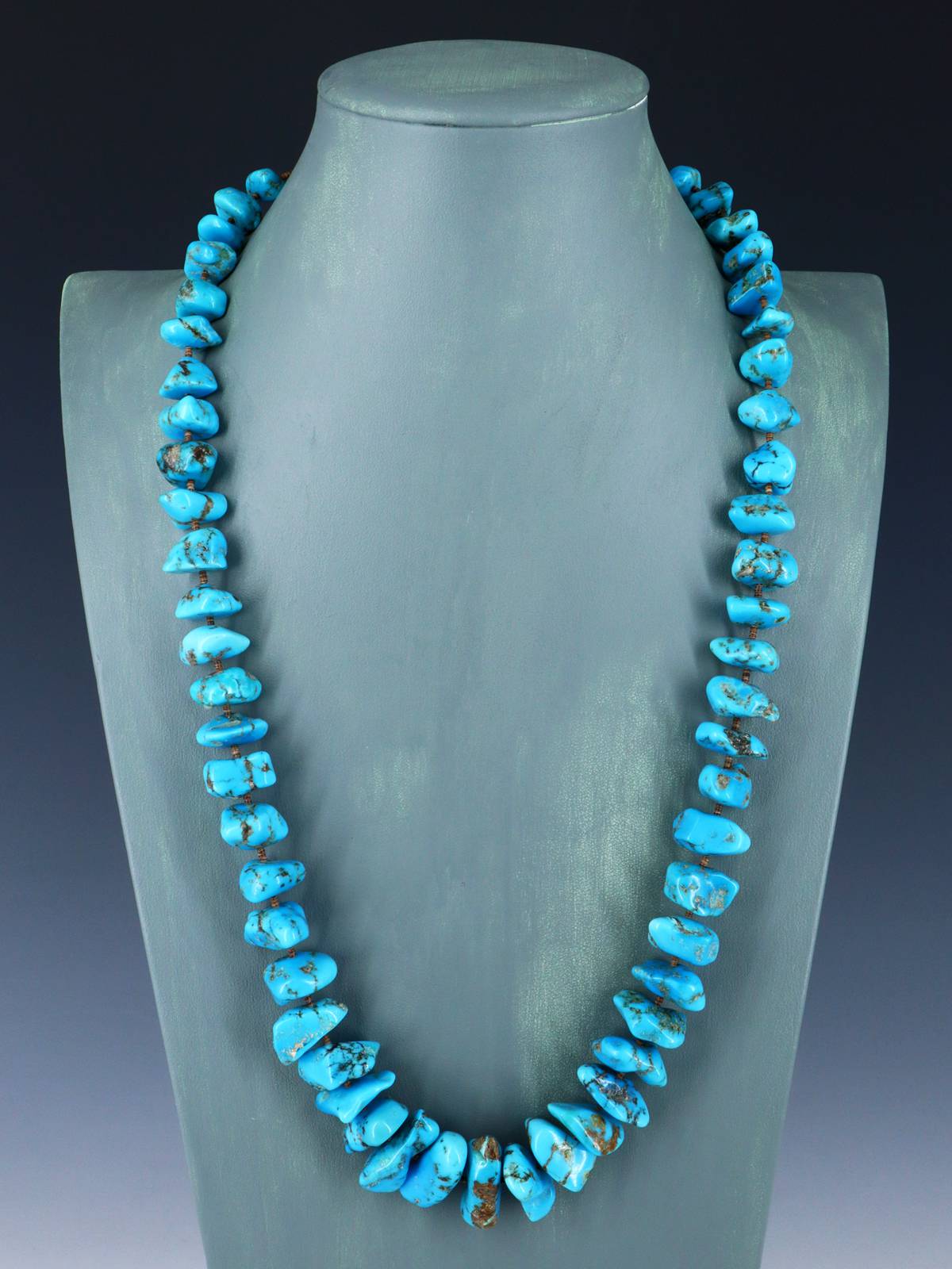 Native American Jewelry Triple Strand Turquoise Necklace