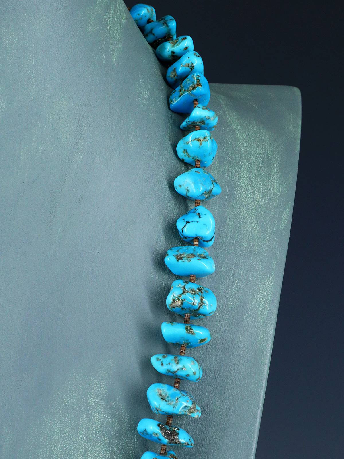 Native American Jewelry Triple Strand Turquoise Necklace