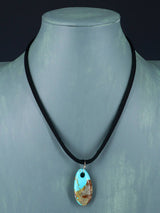 Collier de cordon ras du cou à languette de larme turquoise