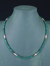 18" Navajo Jewelry Collier de perles en argent sterling turquoise et conque rose à brin unique