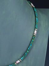 18" Navajo Jewelry Collier de perles en argent sterling turquoise et conque rose à brin unique