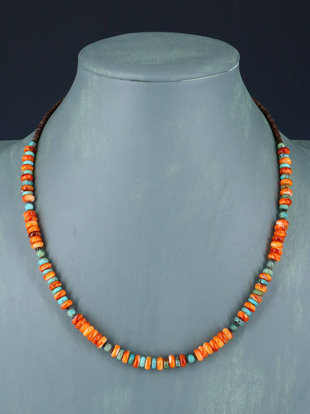 Bijoux amérindiens Collier simple brin d’huître épineuse et turquoise