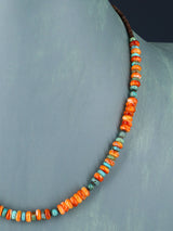 Bijoux amérindiens Collier simple brin d’huître épineuse et turquoise