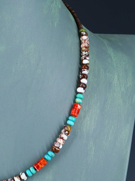 Bijoux amérindiens Collier simple brin d’huître épineuse et turquoise