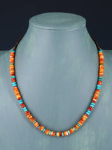 Bijoux amérindiens Collier simple brin d’huître épineuse et turquoise
