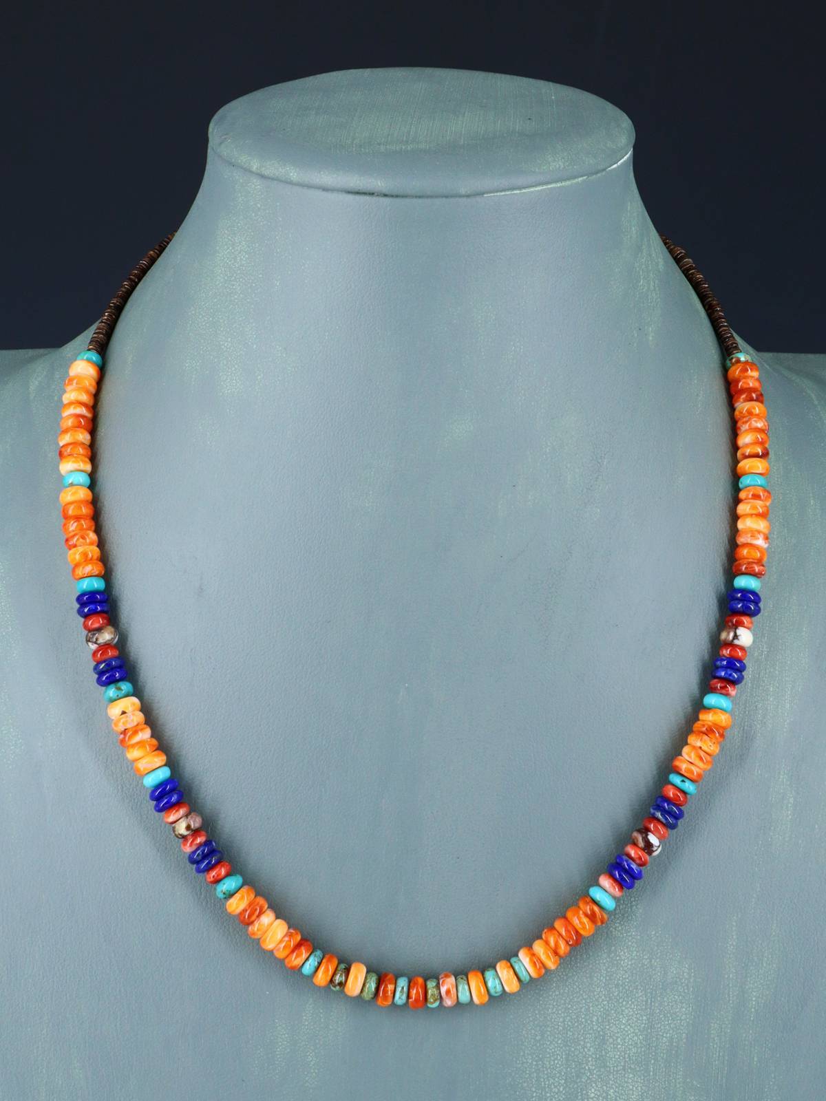 Bijoux amérindiens Collier simple brin d’huître épineuse et turquoise