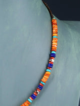 Bijoux amérindiens Collier simple brin d’huître épineuse et turquoise
