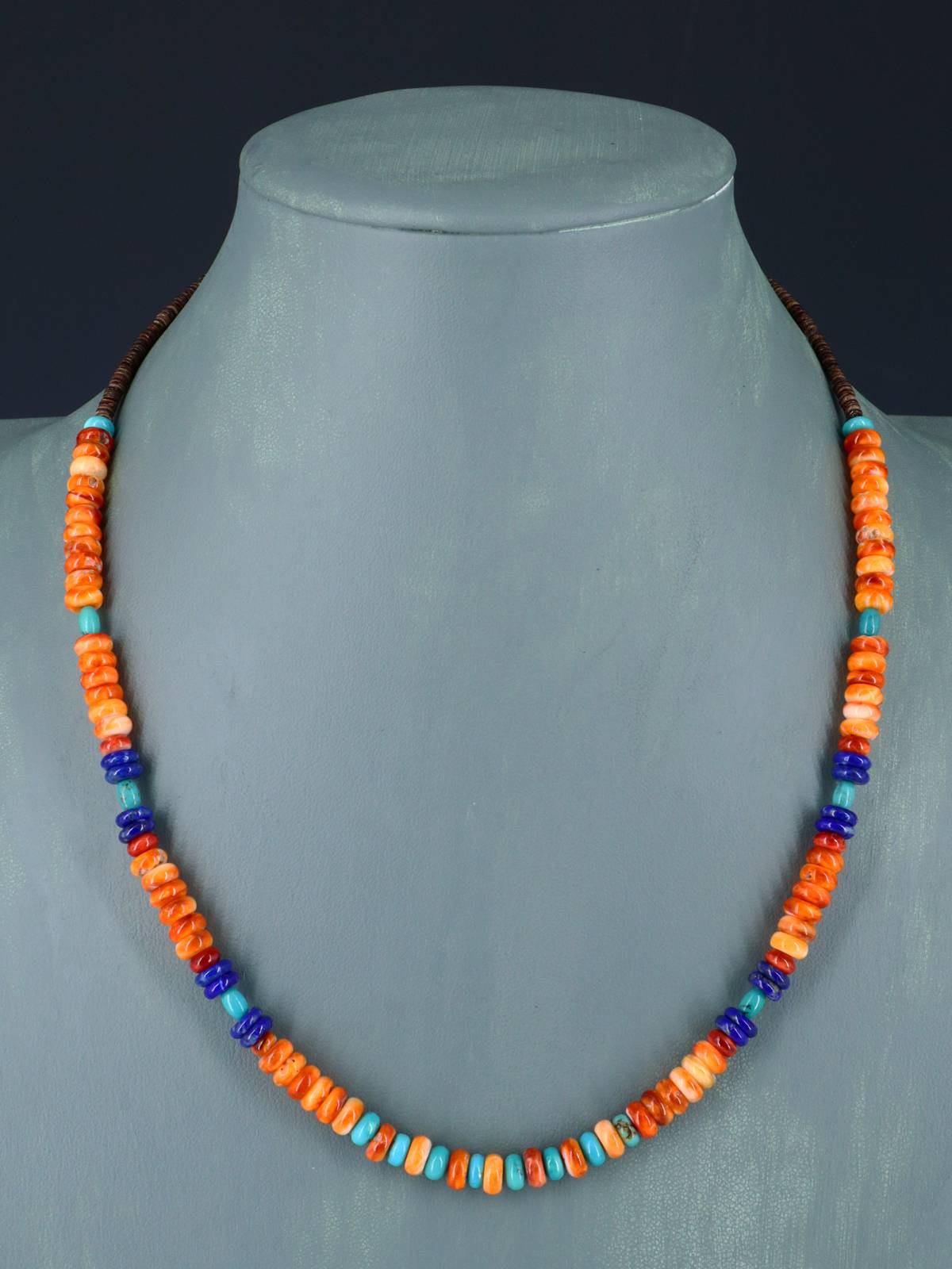 Bijoux amérindiens Collier simple brin d’huître épineuse et turquoise