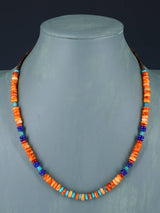 Bijoux amérindiens Collier simple brin d’huître épineuse et turquoise