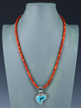 Native American Jewelry Turquoise Heart and Spiny Oyster Necklace