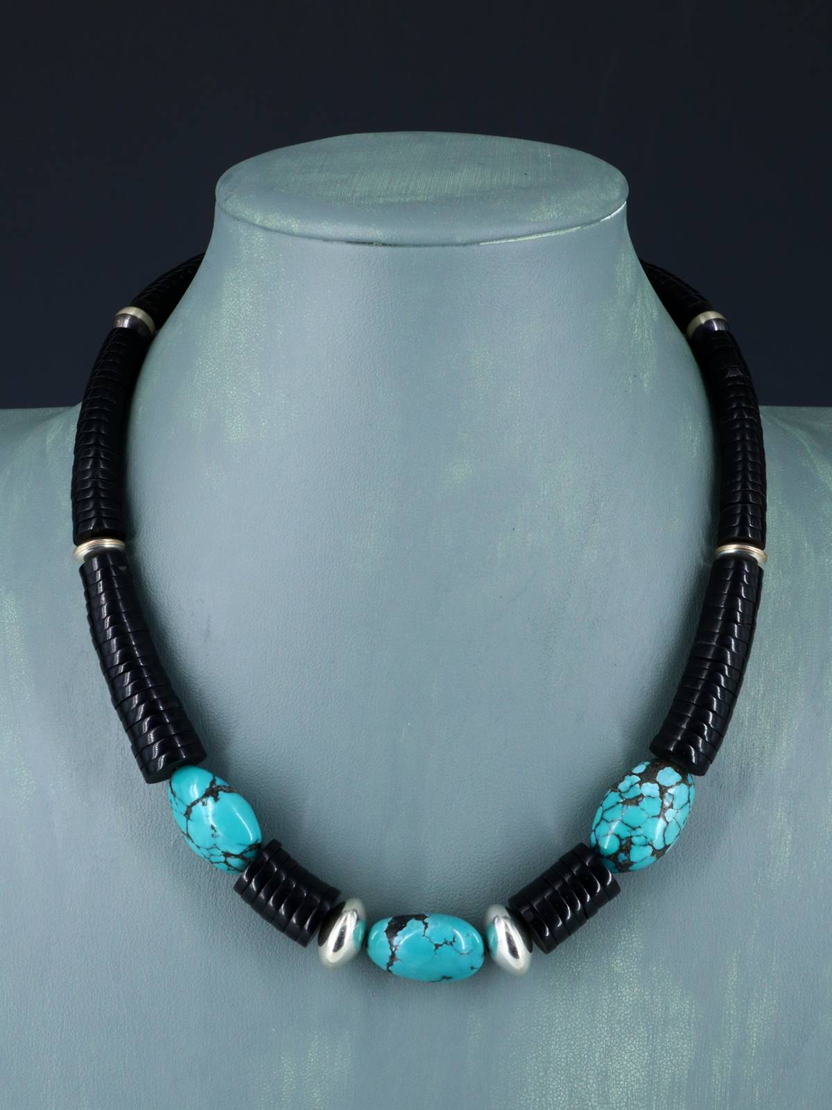 Collar Nativo Americano Santo Domingo Turquesa y Jet