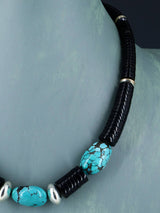 Collar Nativo Americano Santo Domingo Turquesa y Jet