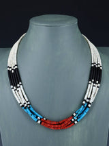 Collier Santo Domingo Single Strand Apple Corail et Turquoise