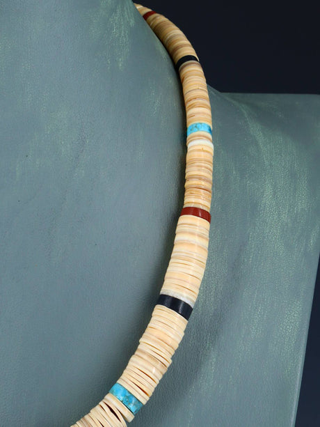 Santo Domingo Shell Jet and Turquoise Necklace
