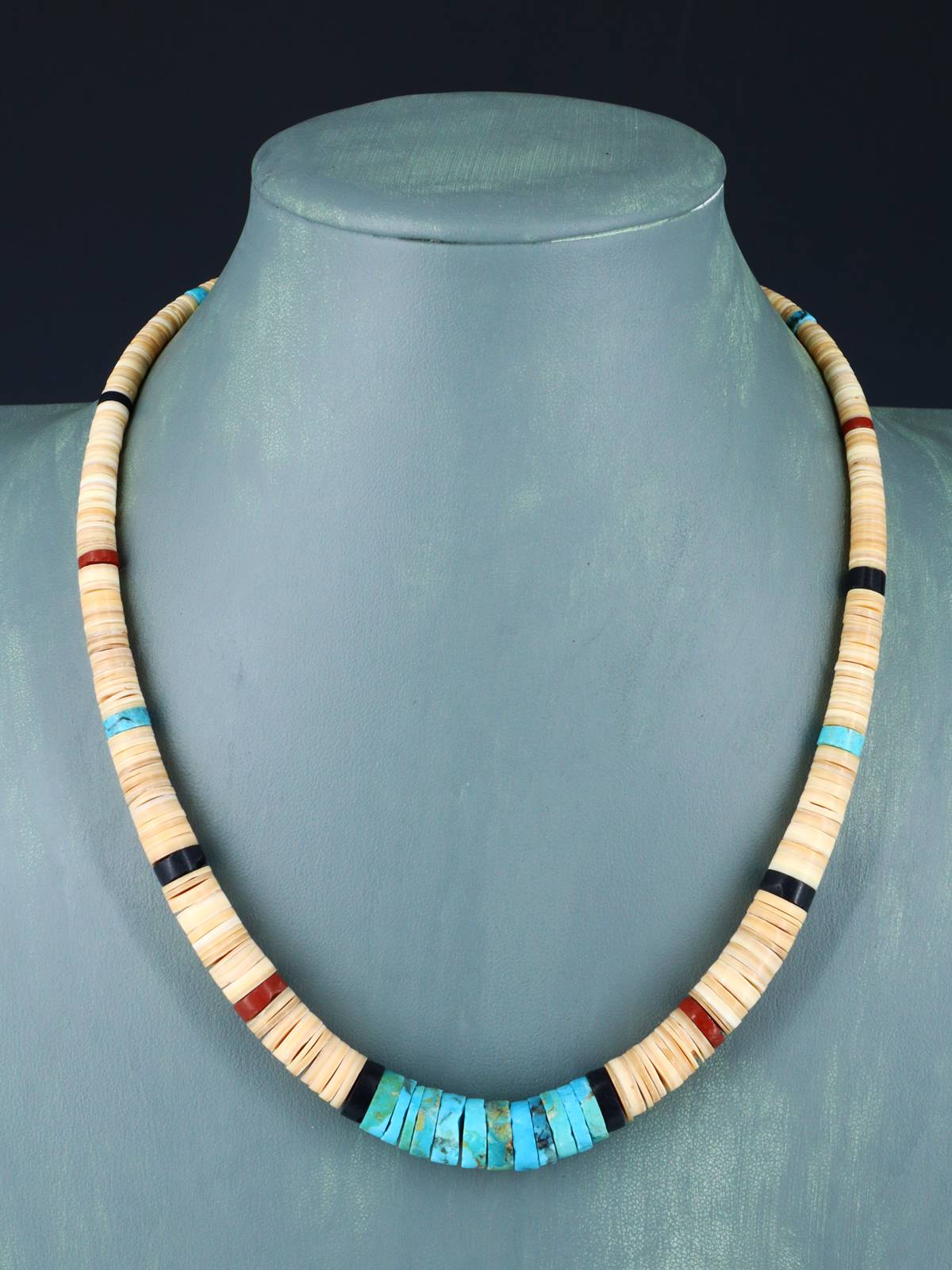 Santo Domingo Shell Jet and Turquoise Necklace