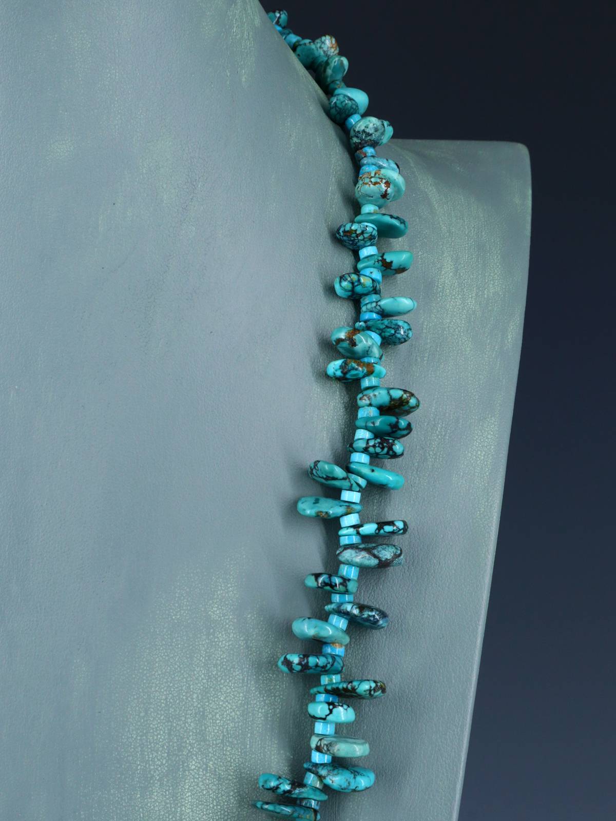 Native American Turquoise Tab Single Strand Necklace