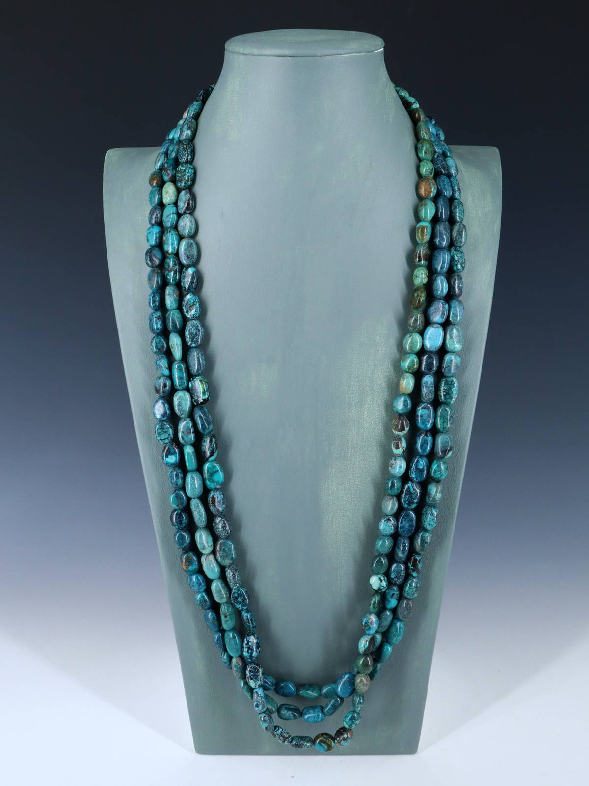 Native American Skyhorse Turquoise Triple Strand Necklace