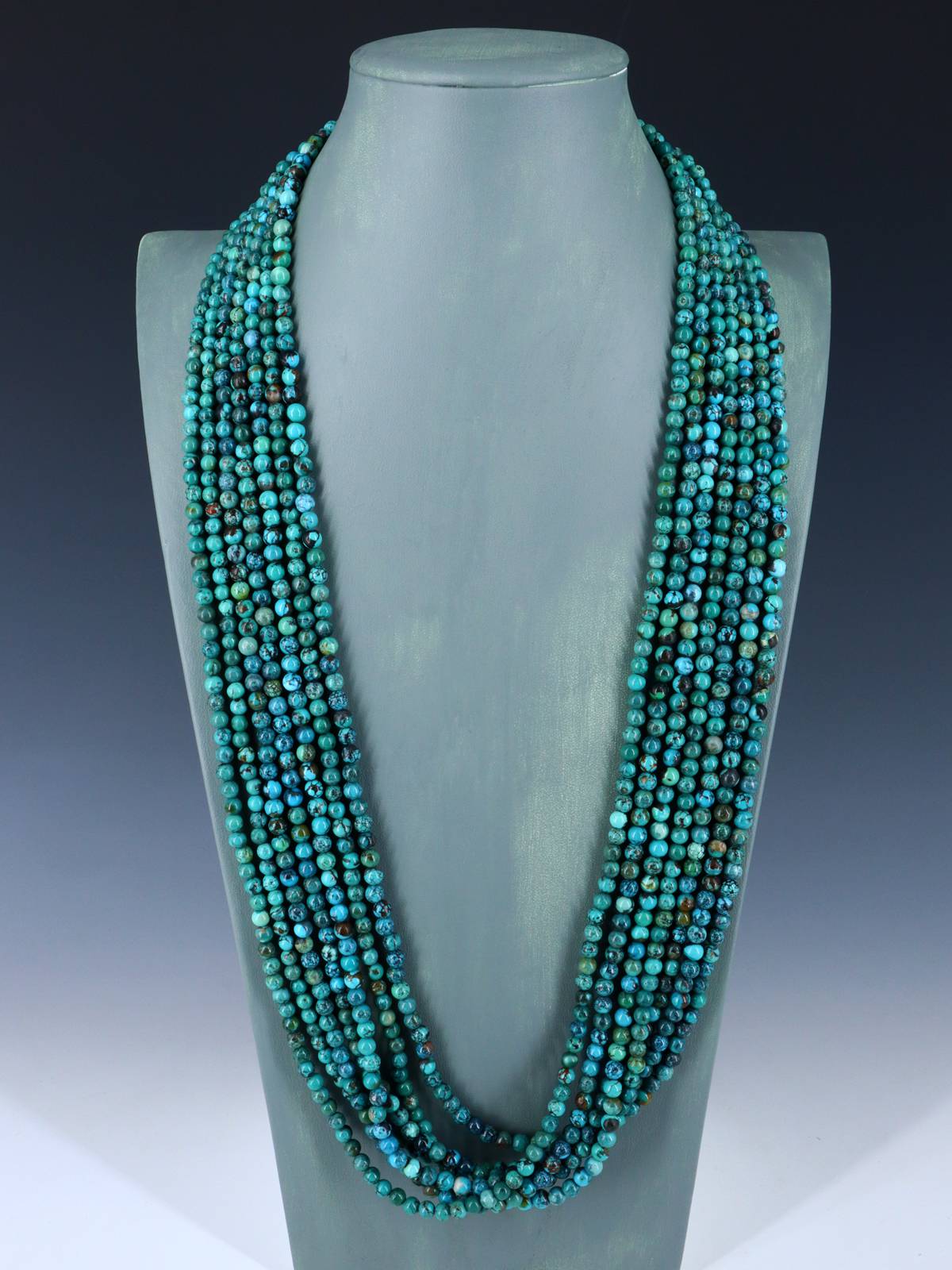 Collar de turquesa de una sola hebra de joyería nativa americana de 18"