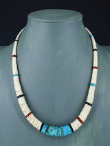 Santo Domingo White Shell Jet and Turquoise Necklace