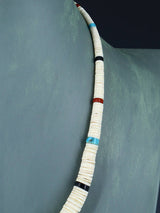 Santo Domingo White Shell Jet and Turquoise Necklace