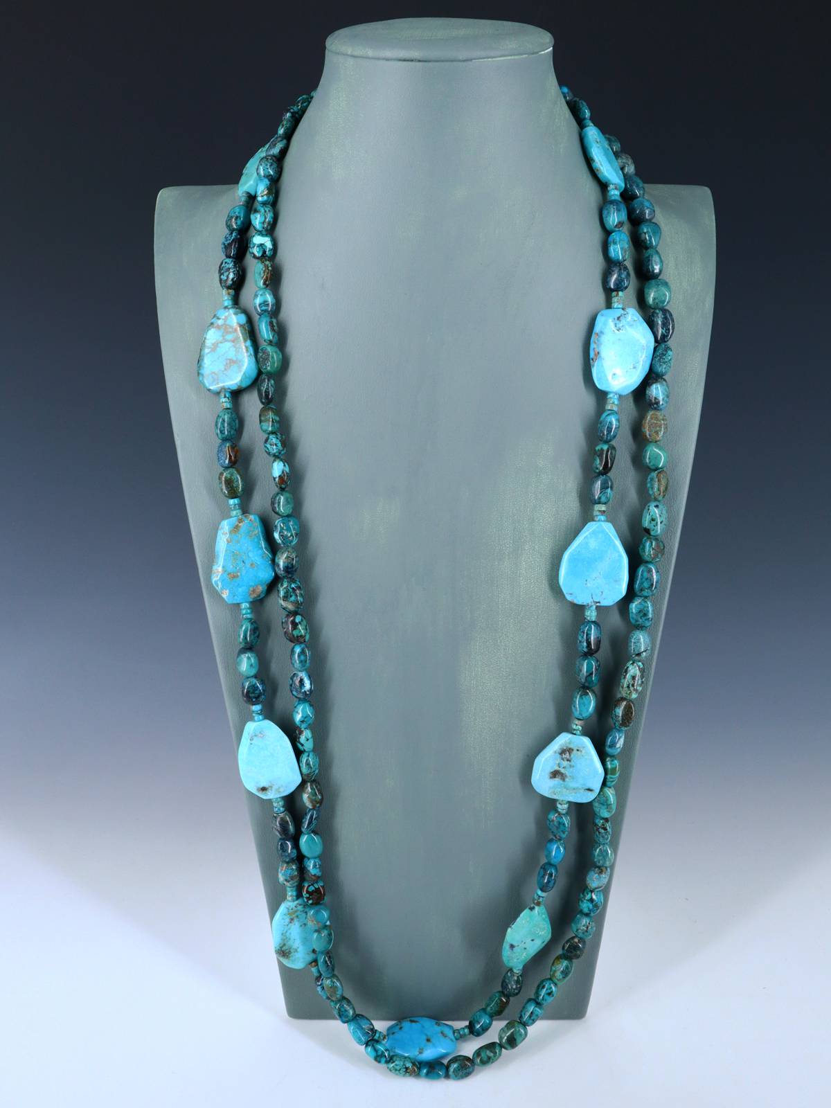 Native American Jewelry Double Strand Turquoise Necklace
