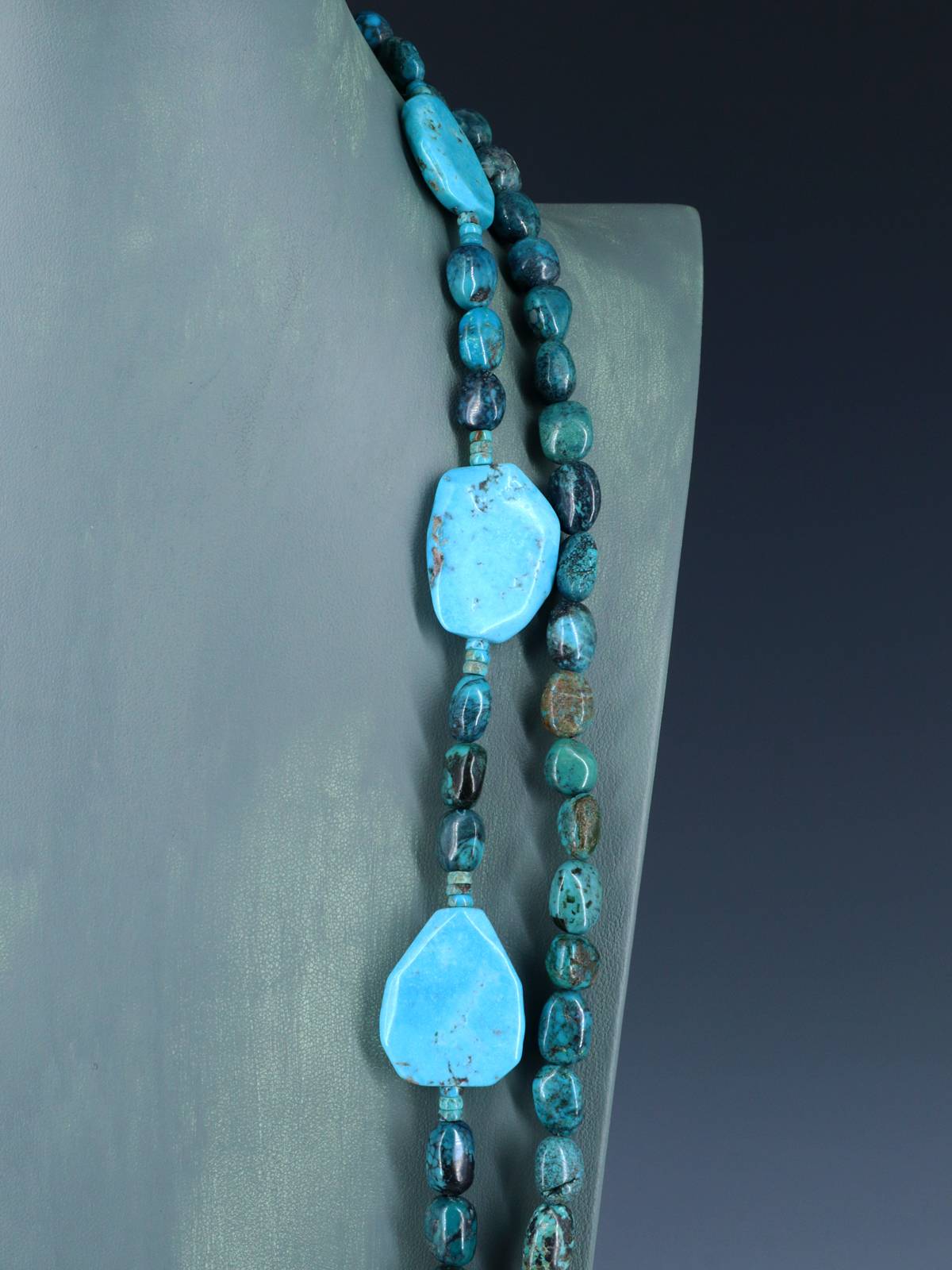 Native American Jewelry Double Strand Turquoise Necklace