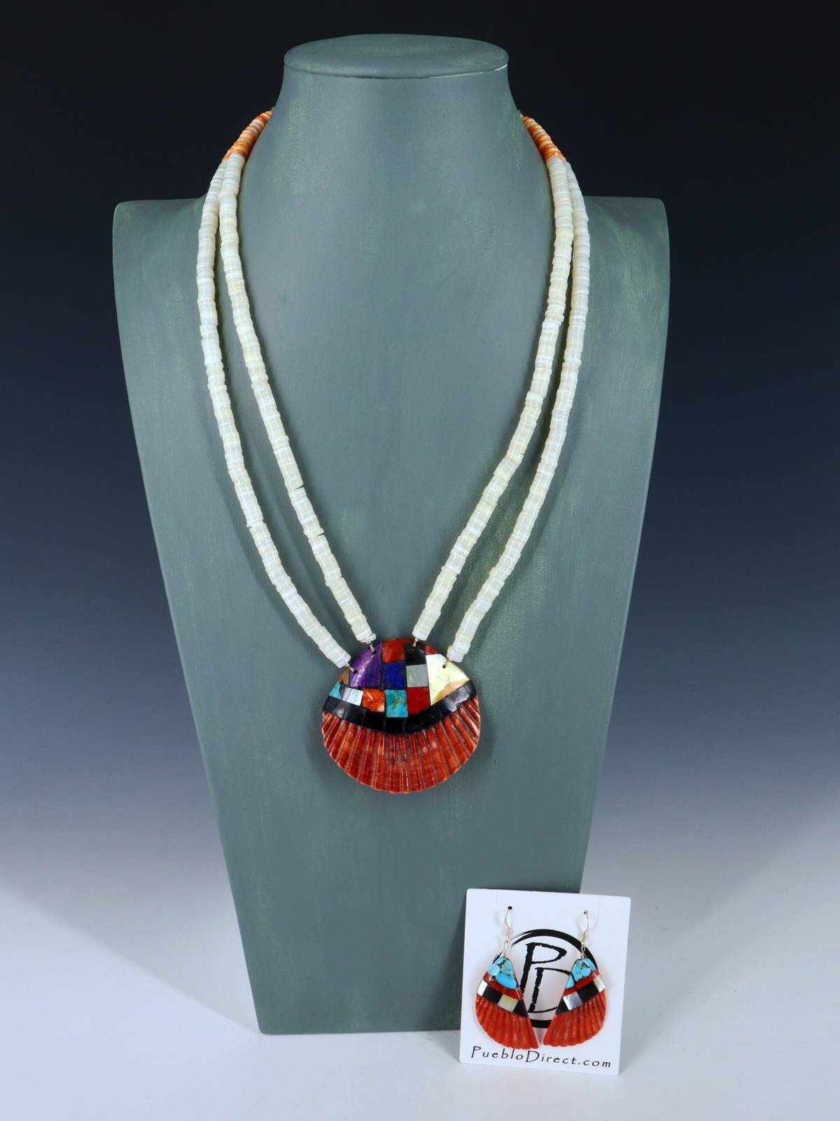 Santo Domingo Spiny Oyster Mosaic Shell Necklace Set