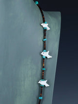Native American Carved Zuni Fetish Bird Necklace Set